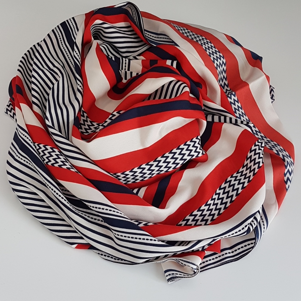 Vero Moda Red White Blue Striped Hakima Long Scarf 78 x 40 inch Polyester India - Picture 4 of 6